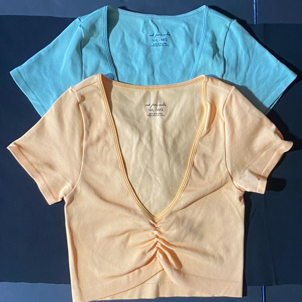 Urban Outfitters Peach and Teal Twist Crop Tops